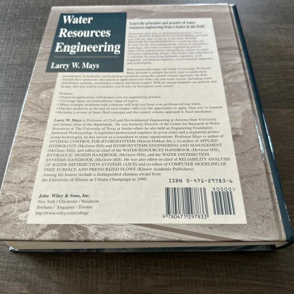 Water Resources Engineering Hardcover Larry W. Mays